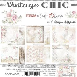 Комплект дизайнерска хартия - VINTAGE Chic - 24 листа