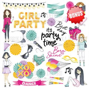 Комплект дизайнерска хартия - PARTY GIRL - 10 двустранни листа