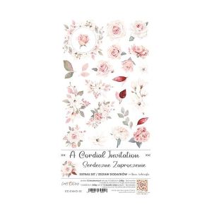 Комплект дизайнерска хартия с елементи за изрязване - A CORDIAL INVITATION Flower - 12 листа