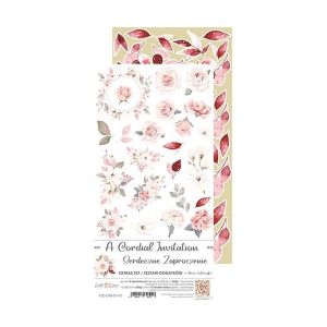 Комплект дизайнерска хартия с елементи за изрязване - A CORDIAL INVITATION Flower - 12 листа