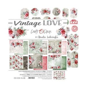 Комплект дизайнерска хартия - VINTAGE LOVE - 6 листа