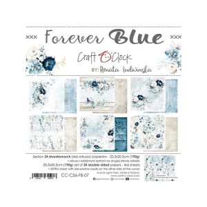 Комплект дизайнерска хартия - FOREVER BLUE - 24 листа