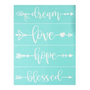 Самозалепващ шаблон за декорация - Dream, Love, Hope, Blessed- 21.50 х 27,50 см