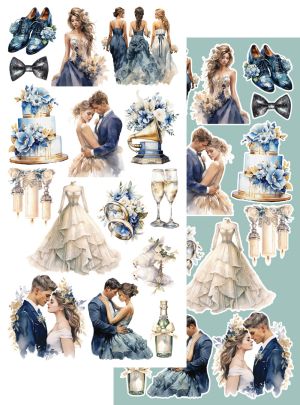Комплект дизайнерска хартия - In frosty colors - Wedding Day - 12 листа