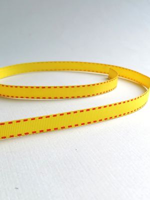 Панделка рипс - Жълто с декоративен шев -  2 м.