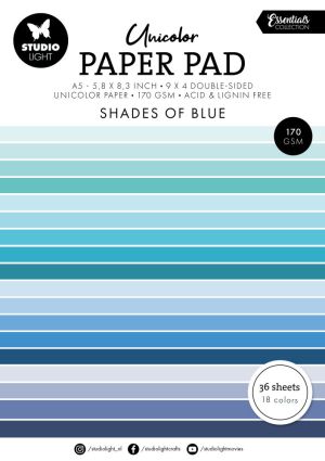 Комплект дизайнерска хартия - Shades Of Blue Essentials - A5 - 36 листа