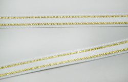 Панделка сатен - бяла със златен кант - 10м