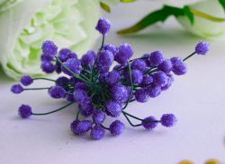 Тичинки - Тъмно желени "захарни" на декоративна тел - 50 бр