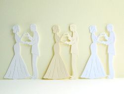 Младоженци - перлен картон - 3 бр