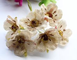 Букет цветя от зебло - Натурален крафт  - 6 бр.