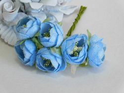 Текстилни божури със захаросани тичинки - Лазурно синьо