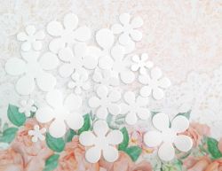 Комплект цветя - Бяло - 18 бр