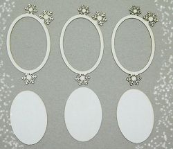 Рамка Снежинки елипса - 3 бр - 6,50 х 3,5 см