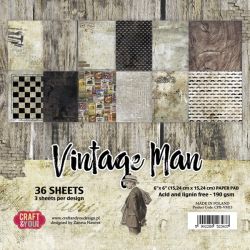 Комплект дизайнерска хартия - VINTAGE MAN - 36 листа