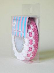 Памучна лента Пунш розово и бяло- 1,80 см /1,50 м.