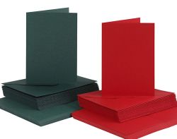 Комплект картички с пликове  Зелено и Червено - 50 бр. - А6