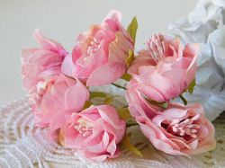 Текстилни цветя с тичинки мат - Розов Меланж