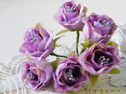 Текстилни цветя с тичинки мат - Лилаво Меланж