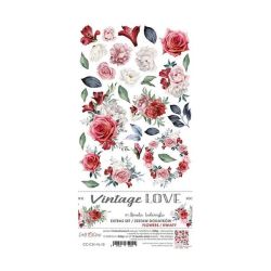 Комплект дизайнерска хартия с елементи за изрязване - VINTAGE LOVE FLOWERS - 12 листа