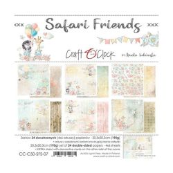 Комплект дизайнерска хартия - SAFARI FRIENDS - 24 листа