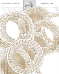 Комплект изрязани елементи - Wedding magnolias - Beige Circle Lace - 14 бр.