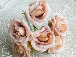 Рози - Пепел розово с органза - 6 бр