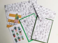 Заготовка за плик и картички - Succulent - 8 елемента