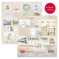 Комплект дизайнерска хартия - TRAVEL TIME - 6 двустранни листа