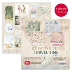 Комплект дизайнерска хартия - TRAVEL TIME  Creative Set - 4 двустранни листа