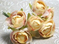 Цветя от плат - Букет божури - Охра меланж - 6 бр.