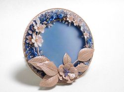 Кръгла рамка Листа Розово злато – 3D декорация за скрапбук и картички - 1 бр.