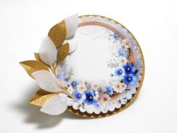 Кръгла рамка Златни листа – 3D декорация за скрапбук и картички - 1 бр.