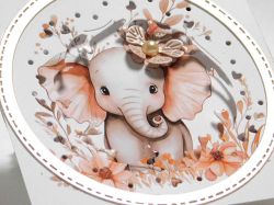 Готова декорация 3D елемент за картички и скрапбук - Рамка Слонче за бебе - 1 бр.