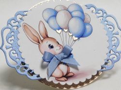 Готова декорация 3D елемент за картички и скрапбук - Рамка Зайче за бебче - 1 бр.