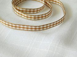 Панделка -  Кафяво и бяло каре  - 0,60 см - 2 м.