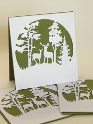 Заготовки за картички - Зимна приказка Зелено  - 3 бр.