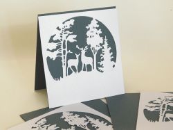 Заготовки за картички - Зимна приказка Сиво - 3 бр.