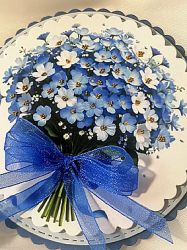 Готова декоративна композиция Незабравки – 3D елемент за картички и scrapbooking