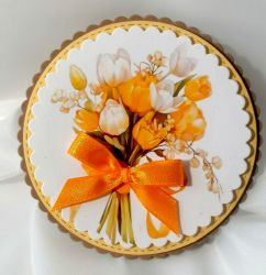 Готова декоративна композиция Жълти Лалета – 3D елемент за картички и scrapbooking