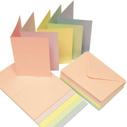 Комплект картички с пликове Пастелни цветове  - 12,7 х 17,70 см - 40 бр 