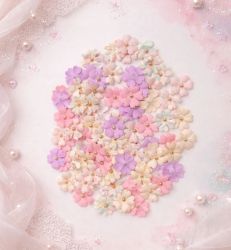 Ръчно изработени цветя за картички и скрапбук - Пастелни цветове - 90 бр.