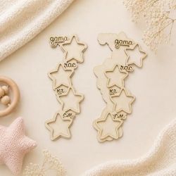 Елементи от бирен картон за Бебешка визитка Звездички - Дата, Час, Килограми, Сантиметри - 2 комплекта