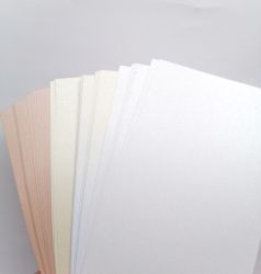 Комплект Перлен картон - Бяло, Шампанско и Розово - 12.50 х 30 см - 32 бр.