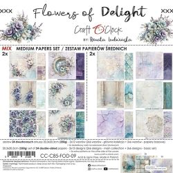 Комплект дизайнерска хартия - Flowers Of Delight - 24 листа