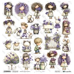 Дизайнерскa хартия - Lovely Day In Violet – Kids 1 - 1 лист