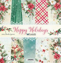Комплект дизайнерска хартия - Happy Holidays - 5 листа