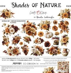 Комплект дизайнерска хартия с елементи за изрязване 30,50х30,50 см - Flowers & More / Shades Of Nature - 4 листа