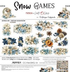 Комплект дизайнерска хартия с елементи за изрязване 30,50х30,50 см - Flowers & More / Snow Game - 4 листа