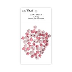 Ръчно изработени цветчета LITTLE BIRDIE Pink Passion – Розови с камъчета – 60 бр.