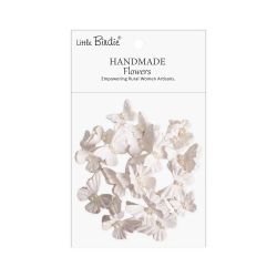 Ръчно изработени пеперуди LITTLE BIRDIE Dreamy Flutter Frosty White – Бяло с перли  – 20 бр.